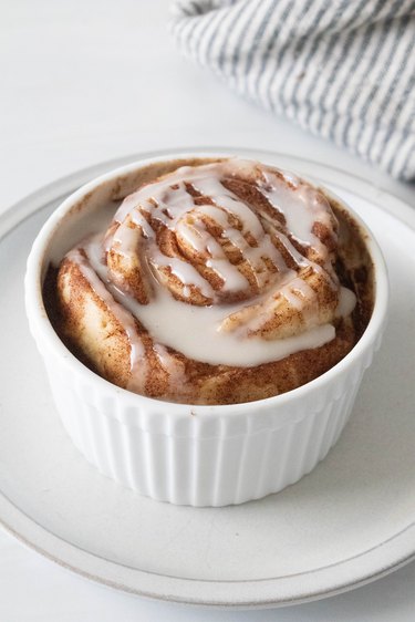 Single-serving cinnamon roll with glaze