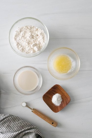 Ingredients for cinnamon roll dough