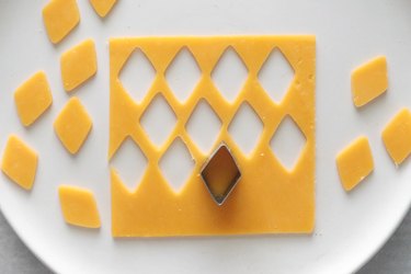 Cut cheese with diamond cookie cutter