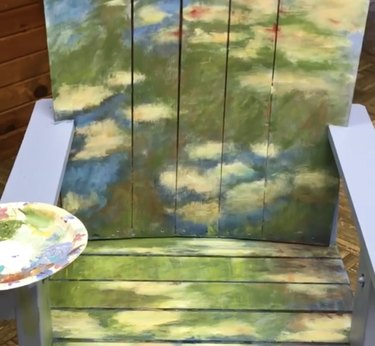 Adirondack chair painted with pastel water lilies