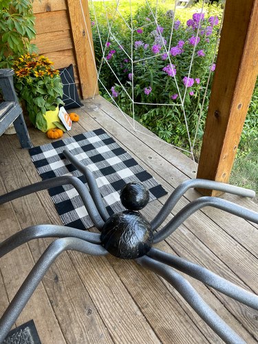finished giant spider on porch