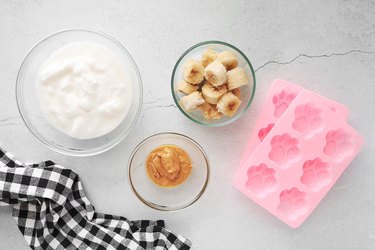 Ingredients for frozen dog treat popsicles