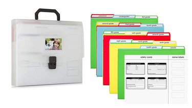 File organizer with multicolored labeled folders