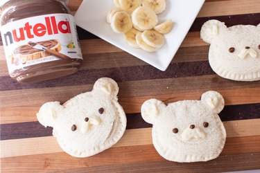 Bear-shaped Uncrustables filled with Nutella and bananas