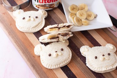 Bear-shaped Uncrustables filled with Nutella and bananas