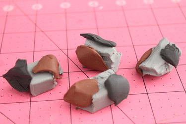 bits of gray, black and brown polymer clay