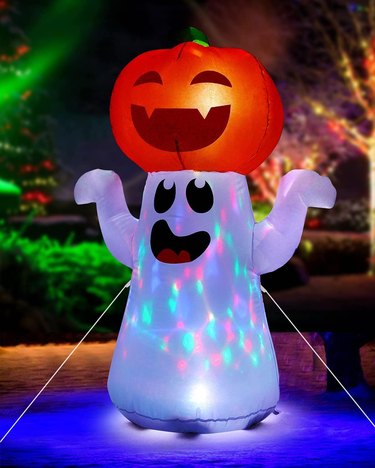5-foot tall happy ghost and pumpkin Halloween inflatable.