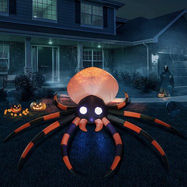 12-foot orange and black Halloween spider inflatable