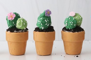 Cactus cake ball dirt cups
