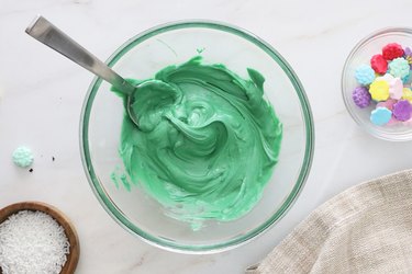 Melted green candy in a bowl