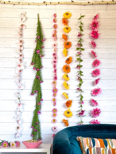 vertical shot of finished floral wall hanging