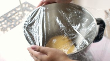 Wrapped bowl in plastic wrap