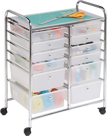Rolling cart with 12 drawers