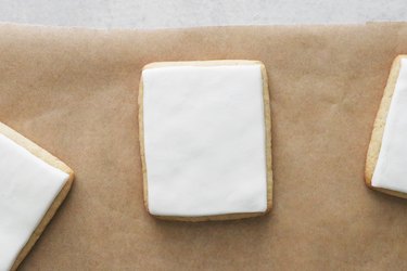 Rectangle sugar cookies with white fondant