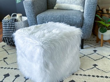 finished faux fur ottoman pouf