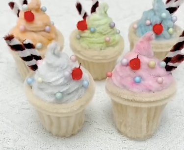 Ice cream cones made from pipe cleaners