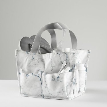 marble print shower caddy