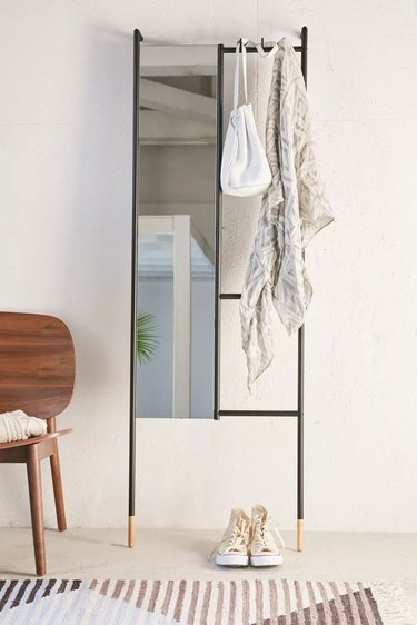 leaning mirror with hooks