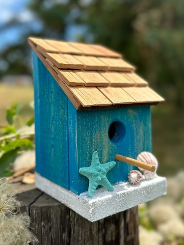 finished rustic beach cottage bird house