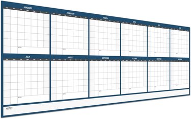 Extra-large dry erase wall calendar showing all the months. The section at the top of each month is a mid-tone blue.