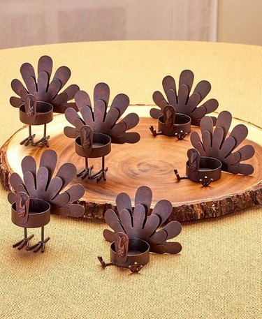 Rustic Metal Tea Light Turkey Candle Holder from Etsy