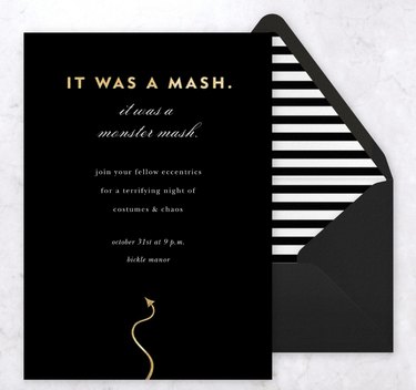 Black and gold It Was A Mash Halloween invitation