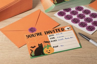 Orange kid-friendly Halloween party invitation