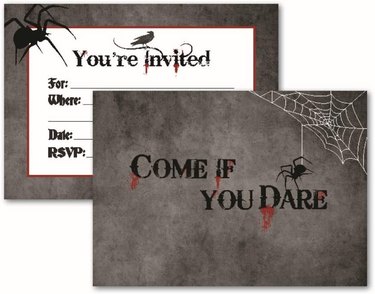 Come If You Dare gray Halloween invitation