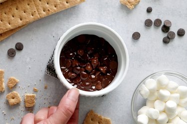 Melt chocolate chips in a ramekin