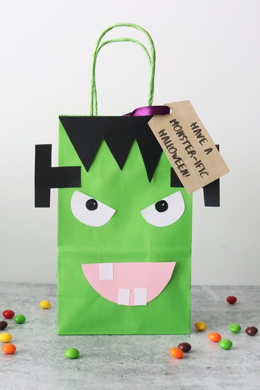 Monster Halloween treat bag filled with candy
