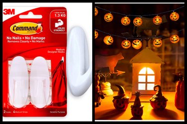 Command Medium Designer Hooks / LED Pumpkin String Lights