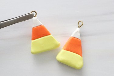 Candy corn clay pendants