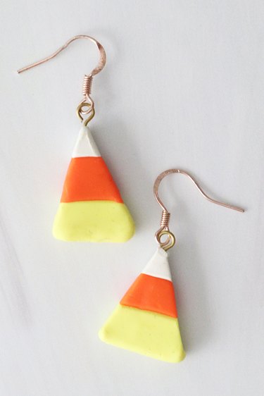 Candy corn clay earrings