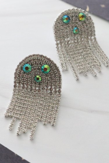 DIY rhinestone ghost earrings