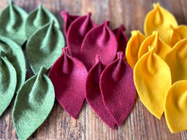 folded and glued felt leaves