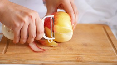 peeling an apple