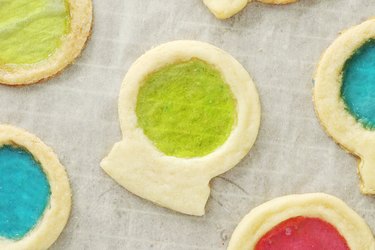 Crystal ball sugar cookies on parchment paper