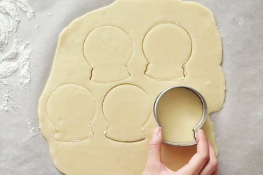 Cutting out dough using a crystal ball cookie cutter