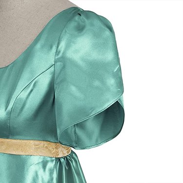 Green Regency-style satin dress