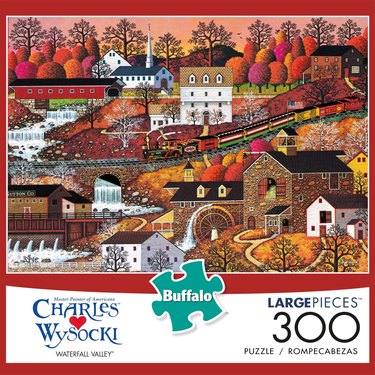 300-piece Charles Wysocki puzzle of a New England town in vibrant fall colors.
