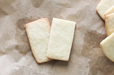 Baked sugar cookies on parchment paper