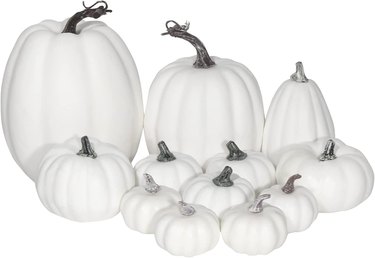 White artificial pumpkins