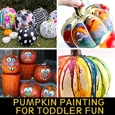 Pouring paint on pumpkins