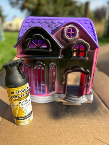 Spray-paint dollhouse black