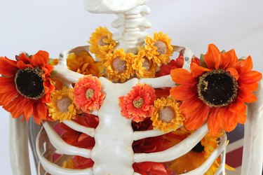 Skeleton's decorated shoulders.