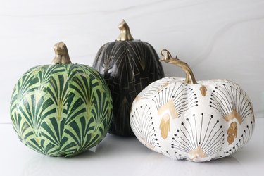 Art deco decoupage pumpkins