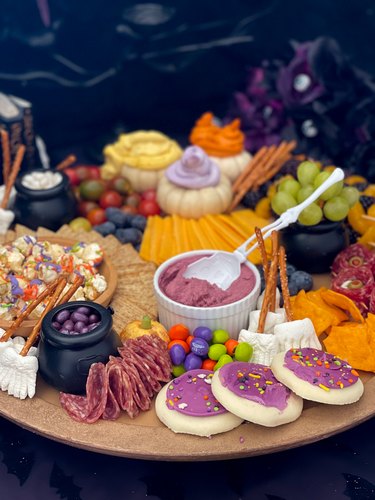finished Hocus Pocus charcuterie board - vertical photo