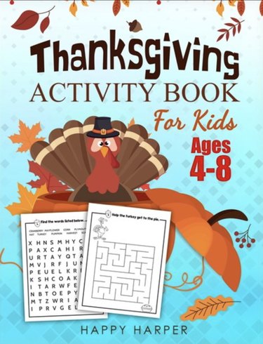 Blue Thanksgiving activity book for kids