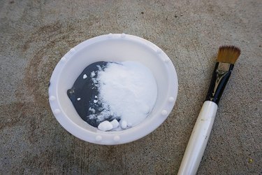 Baking soda gets mixed with paint to create DIY textured paint