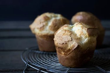 Fresh popovers made in a muffin tin